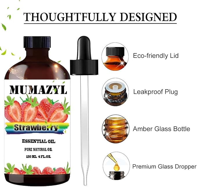 Strawberry Essential Oil, Strawberry Oil 4 Fl Oz 120ML for Diffuser Humidifier Yoga Cleaning DIY