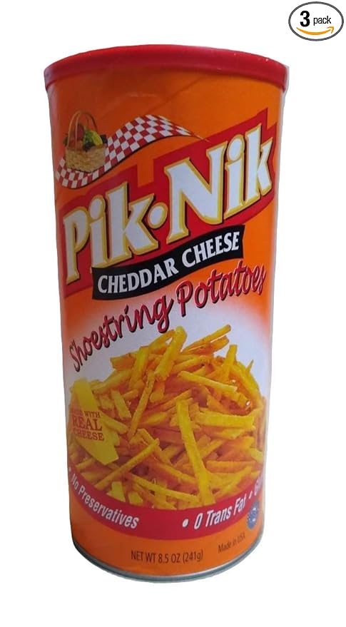 Pik Nik Cheddar Cheese Shoestring Potatoes, 8.5 oz 3 Pack