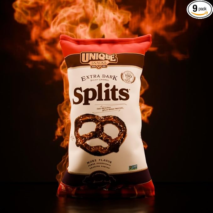 Unique Snacks Extra Dark Splits Pretzels, Original Split-Open Pretzels, Delicious Homestyle Baked