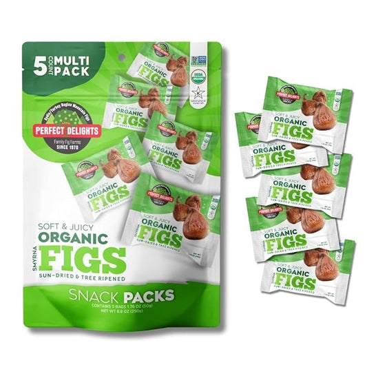 Perfect Delights Organic Snack Pack Figs, Sun-Dried Turkish Figs, On-the-Go Vegan, Healthy Snack