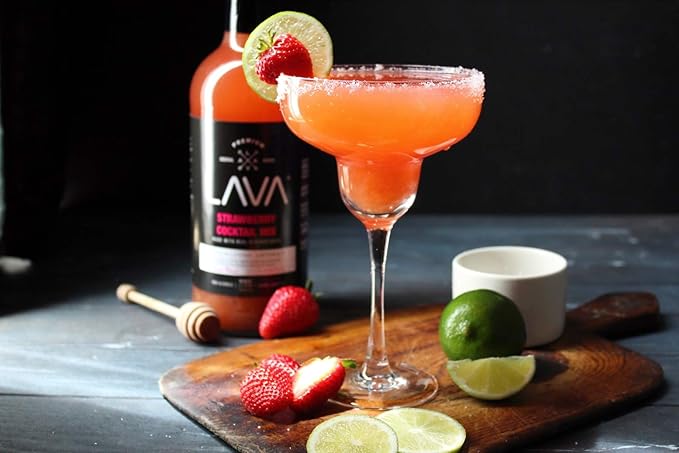 LAVA Premium Strawberry Margarita Mix Strawberry Daiquiri Mix, Made with Real Strawberries, Agave