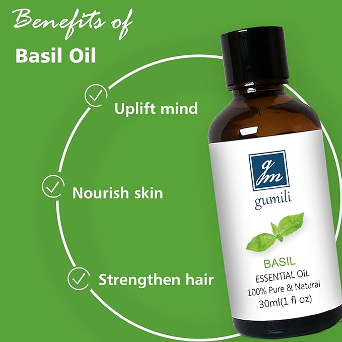 Basil Essential Oil 1 Oz ??100% Pure Natural Basil Oil for Diffuser, Skin, Massage & DIY, Fresh