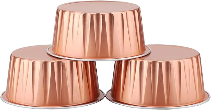 EUSOAR Disposable Foil Ramekins with Lids, 60pcs 5oz Cupcake Liners Aluminum Foil Baking Dessert