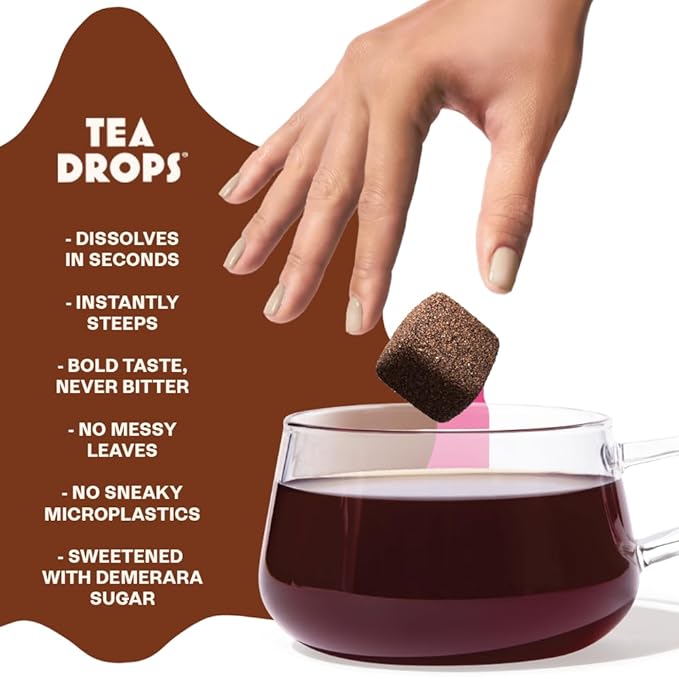 Tea Drops 30 Bulk Pack Organic Vanilla Black Bagless Tea - Loose Leaf, Lightly Sweetened