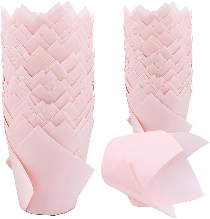200 Pieces Tulip Cupcake Muffin Liners Greaseproof Paper Baking Cups Cupcake Wrappers for Birthday