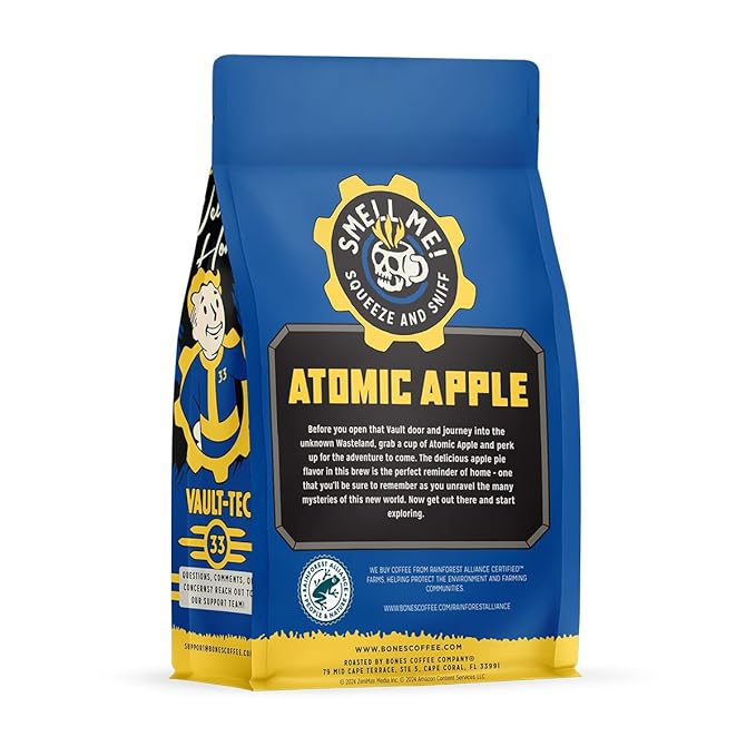 Bones Coffee Company Fallout Atomic Apple, Apple Pie Flavored Coffee, Medium Roast Low Acid Arabica