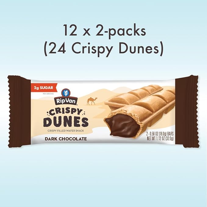 Crispy Dunes Vegan Dark Chocolate Wafer Sticks ??Low-Calorie Snack with Dark Chocolate Cream