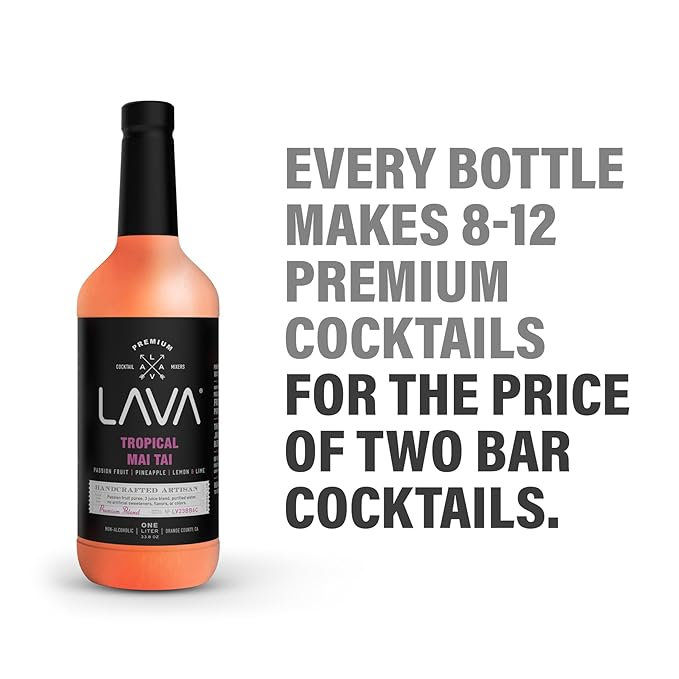 (3 Pack) LAVA Premium Tropical Mai Tai Cocktail Mix made with real passion fruit, pineapple, lemon