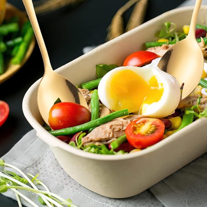 Salad Servers Stainless Steel Salad Serving Set Salad Spoon and Fork Set Kitchen Cooking Utensil