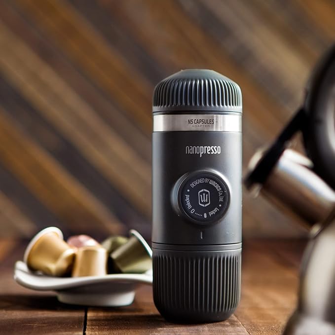 WACACO Nanopresso Portable Espresso Maker Bundled with NS Adapter, Compatible with NS Capsules and