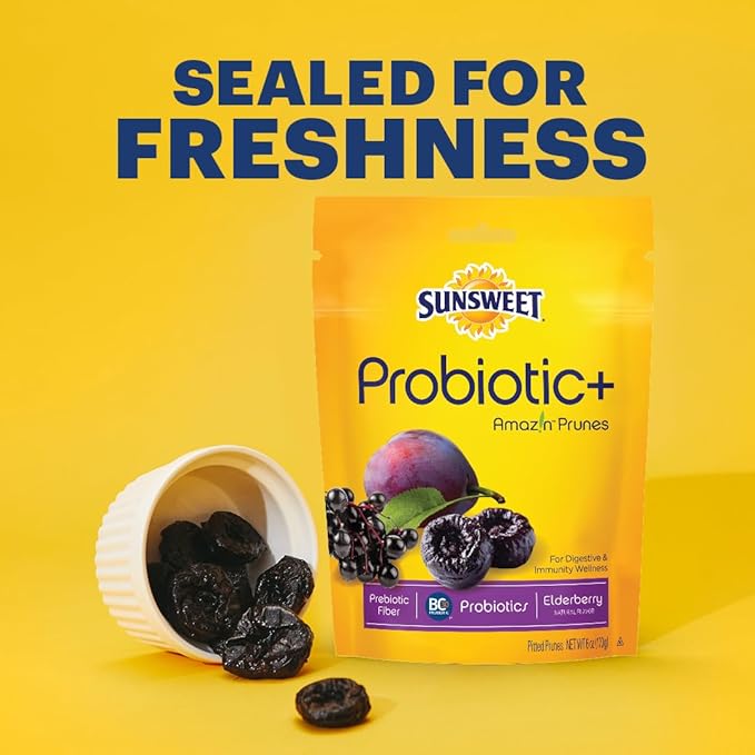 Sunsweet Pitted Prunes with Probiotics - Unsweetened, Dried, Gluten Free & Unsulphured - Natural