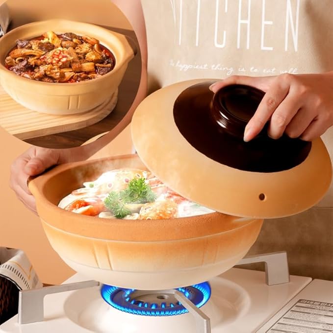 XICHENGSHIDAI Ceramic Casserole Stew Pot with Lid, Chinese Clay Pot Rice, Stockpot Cookware