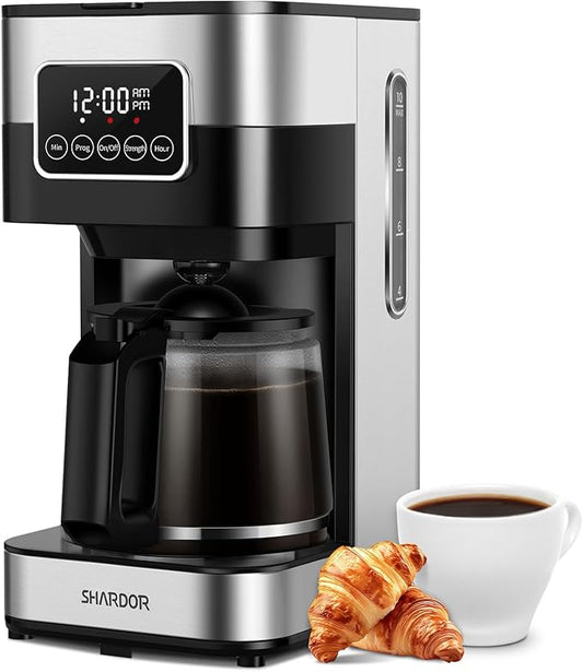 SHARDOR 10-Cup Programmable Coffee Maker, Regular & Strong Brew Drip Coffee Machine for Home and