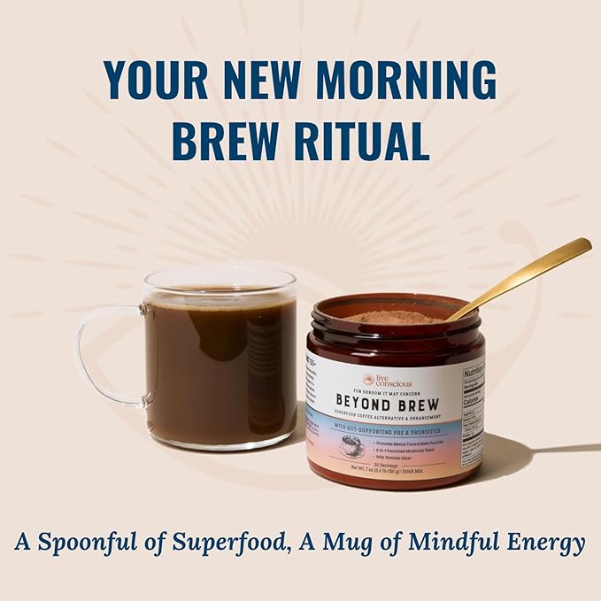 Live Conscious Beyond Brew - Coffee Alternative - Low Caffeine - Mushroom Complex w/Lion’s Mane