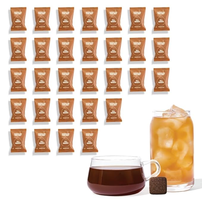 Tea Drops 30 Bulk Pack Organic Chocolate Earl Grey Bagless Tea - Loose Leaf, Lightly Sweetened
