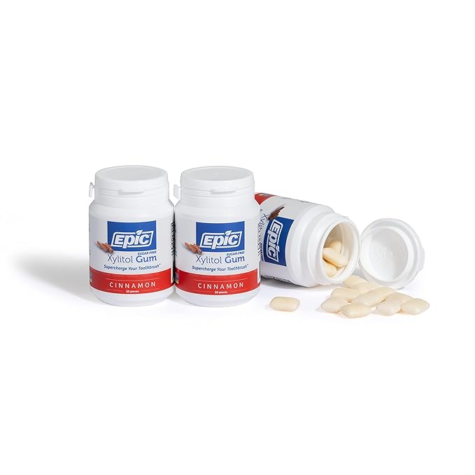 Epic 100% Xylitol Cinnamon Chewing Gum - Sugar Free, Aspartame Free Dental Gum - Supports Oral