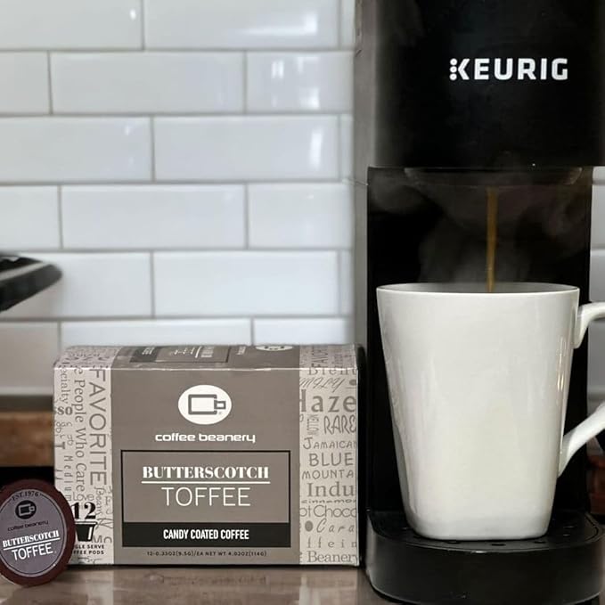 Butterscotch Toffee Flavored Coffee Pods by Coffee Beanery | Medium Roast, 12ct Specialty Arabica