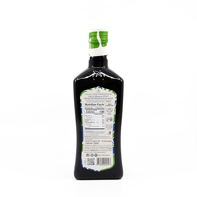 Bono Val di Mazara Sicilian PDO Organic Extra Virgin Olive Oil, 16.9 Fl Oz
