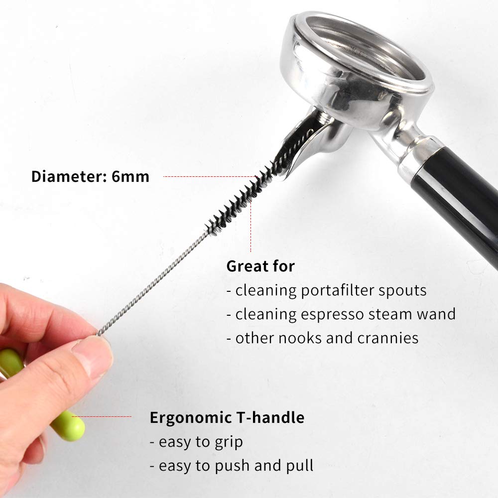 Espresso Machine Cleaning Brush Set - CAFEMASY 5 Pieces Coffee Cleaning Brush Natural Bristles