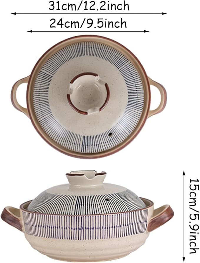 Ceramic Casserole Dish with Lid, Ceramic Cooking Pot Nonstick Earthenware Pot, Ceramic Stew Pot