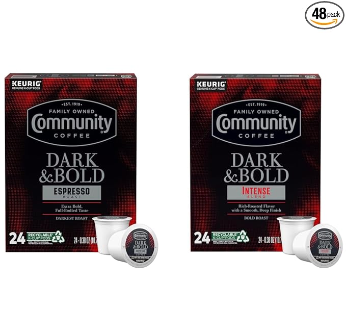 Community Coffee Dark & Bold Variety 48 Count Keurig K-Cup Coffee Pods, Extra Dark Roast, 48 Count