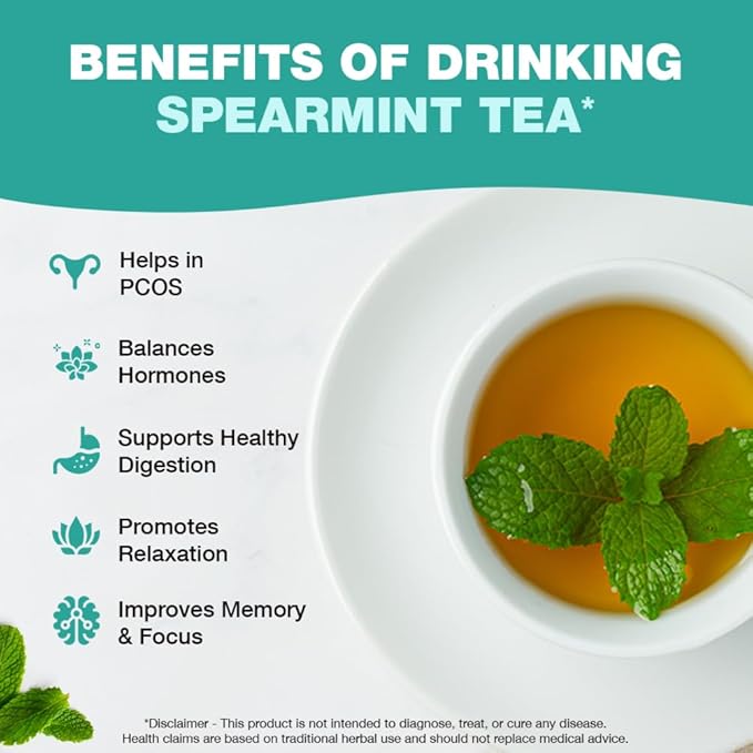 HANDPICK, Spearmint Tea Bags (100 Herbal Tea Bags) |Refreshing Mint Tea | Non-GMO | Round