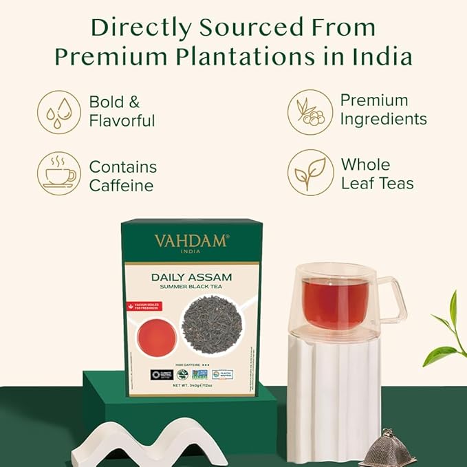 VAHDAM, Assam Black Tea Leaves (340g/12oz) 170+ Servings | High Caffeine, Non GMO, Gluten Free |