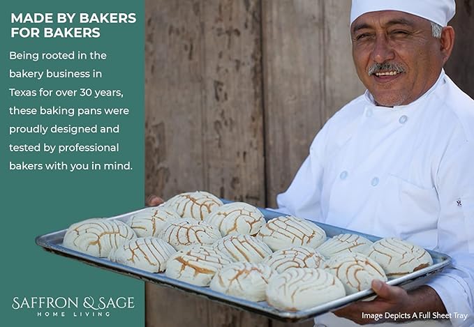 Commercial Quality Cookie Sheet Pan - 2 Pack Aluminum Half Sheet Baking Pan by Saffron & Sage Home
