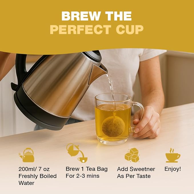 HANDPICK, Ginger Tea Bags, Caffeine Free & 100% Pure Ginger Root | Soothing & Spicy Blend | Round