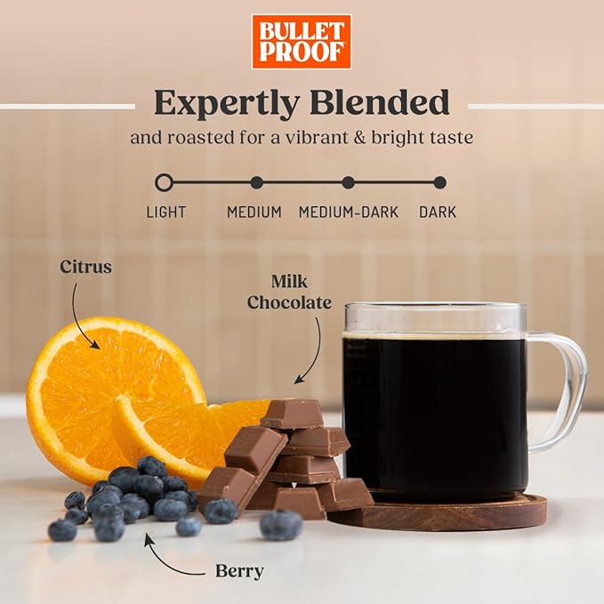 Bulletproof Breakfast Blend Light Roast Whole Bean Coffee, 12 Ounces, 100% Arabica Beans, Clean