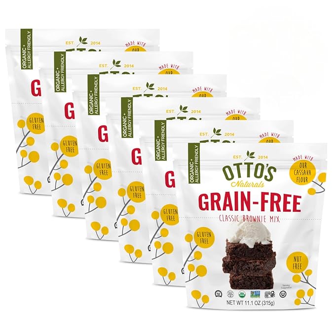Otto's Naturals Grain-Free Classic Brownie Mix, 11.1 Oz., 6 Pack, Top 9 Allergen-Free, Organic