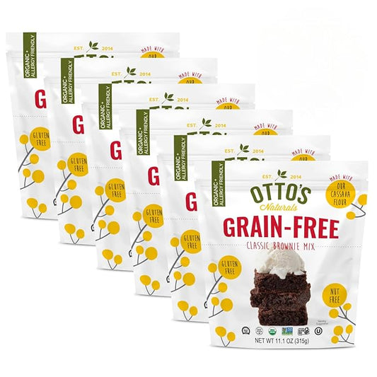 Otto's Naturals Grain-Free Classic Brownie Mix, 11.1 Oz., 6 Pack, Top 9 Allergen-Free, Organic