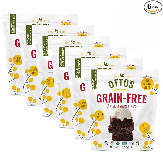 Otto's Naturals Grain-Free Classic Brownie Mix, 11.1 Oz., 6 Pack, Top 9 Allergen-Free, Versatile