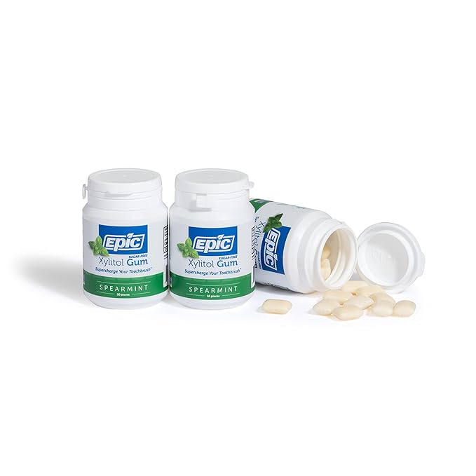 Epic 100% Xylitol Spearmint Chewing Gum - Sugar Free, Aspartame Free Dental Gum - Supports Oral