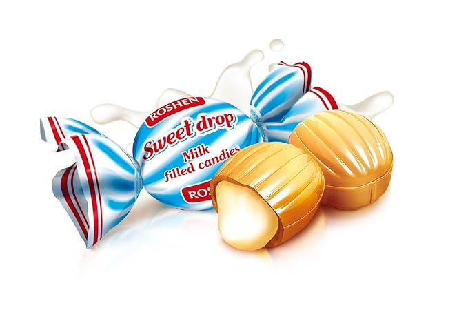 Roshen Caramel Candy Sweet Drop with Milky Filling, Kosher and Halal, Delicious, Flavorful Sweets