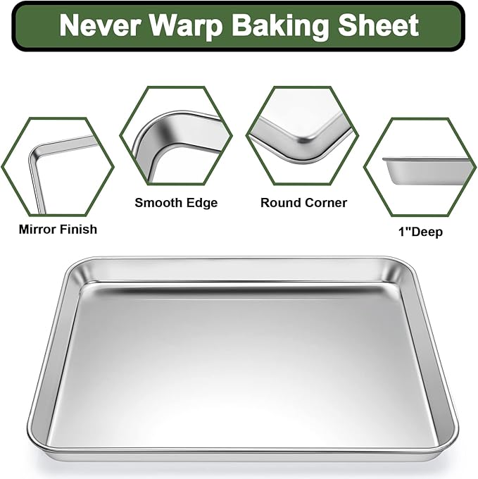 EWFEN Baking Set: Stainless Steel Sheet Pan with Cooling Rack & Silicone Mat Set, Multi-Size (3