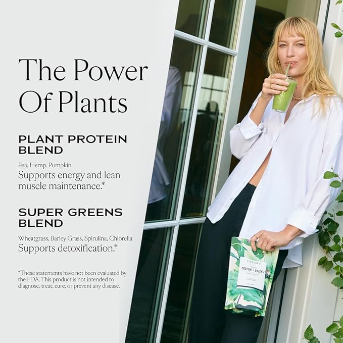 Sakara Protein + Greens Super Powder, 30 Servings - Organic Protein Powder Hemp, Pumpkin, Pea