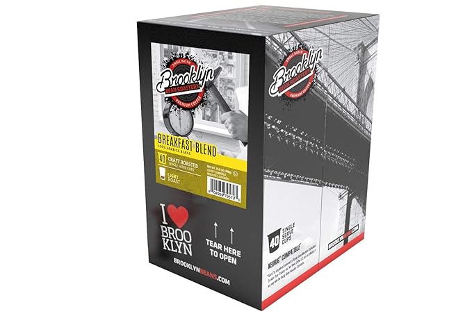 Brooklyn Beans Breakfast Blend Gourmet Coffee Pods - Compatible with Keurig 2.0 K Cup Brewers, 40