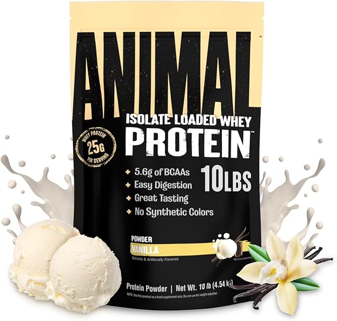 Animal Whey Isolate Protein Powder - Loaded for Pre & Post Workout Muscle Builder and Recovery with