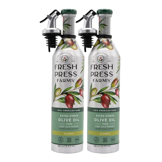 Fresh Press Farms Cold Pressed Classic Extra Virgin Olive Oil, 16.4 Fl Oz (Pack of 2), Georgia