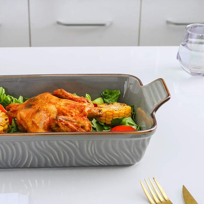 KOOV Bakeware Set, Ceramic Baking Dish Set, Rectangular Casserole Dish Set, Lasagna Pans for