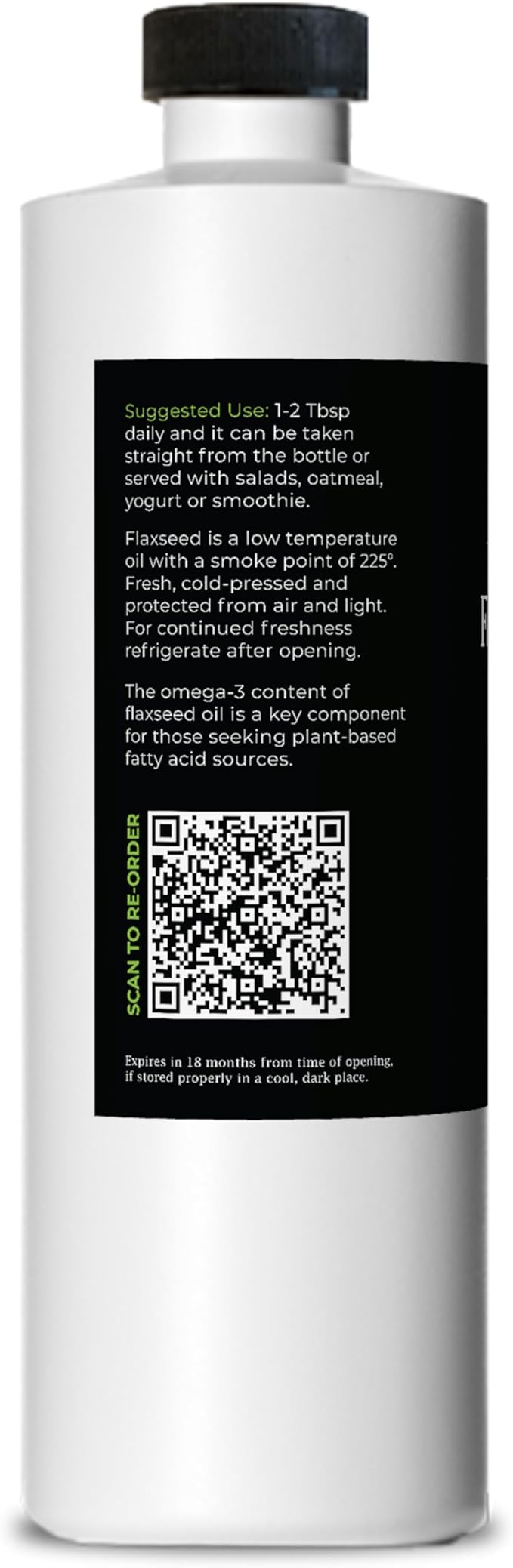GreenIVe Flax Seed Oil Organically Grown100% Pure Cold Pressed High Vegan Omega Fatty Acids (16 Fl