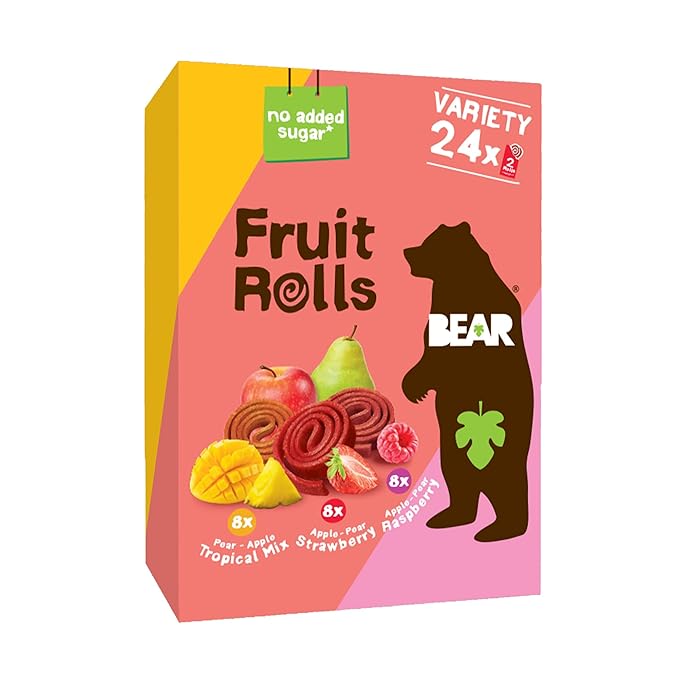 BEAR Real Fruit Snack Rolls - Gluten Free, Vegan, and Non-GMO - Variety Pack (Strawberry