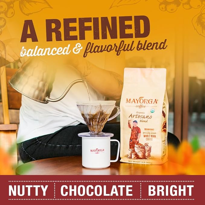 Mayorga Organic Coffee 2lb Artesano Blend - Medium Roast Whole Bean Coffee Speciality Grade, 100%