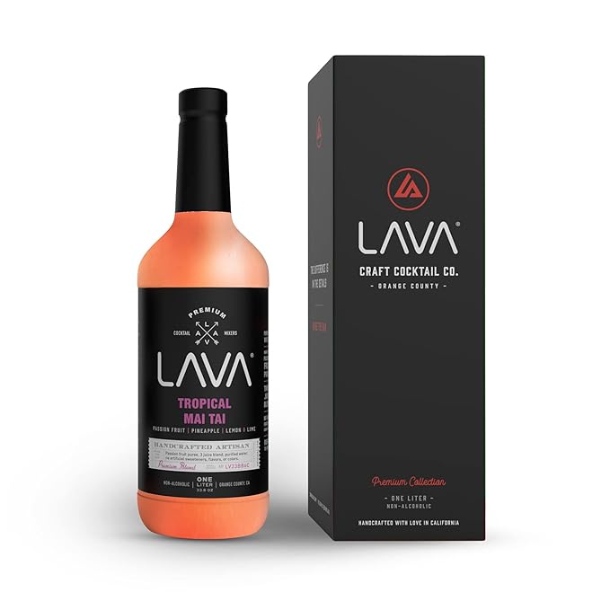 LAVA Premium Tropical Mai Tai Mix made with real passion fruit, pineapple, lemon and lime, no
