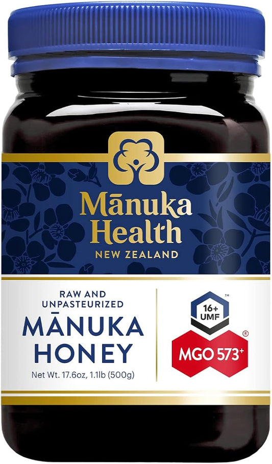 Manuka Health UMF 16+/MGO 573+ Manuka Honey (500g/17.6oz), Superfood, Authentic Raw Honey from New