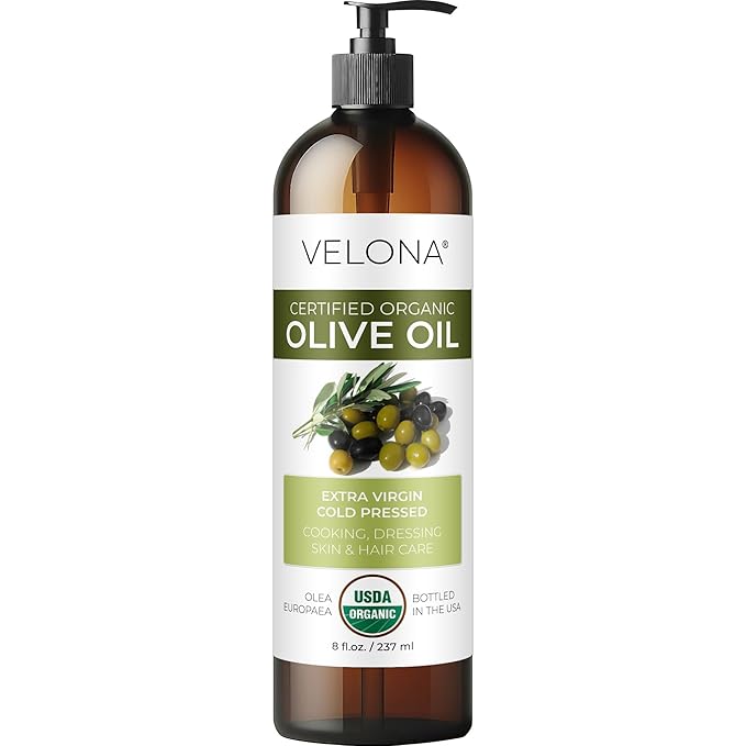 velona USDA Certified Organic Olive Oil - 8 Fl Oz | 100% Pure and Natural Carrier Oil | Extra