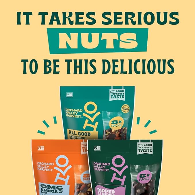 Orchard Valley Harvest Go-Go Keto Mix, 14 Pack (1.85 oz), Dark Chocolate Almonds, Peanuts, Walnuts