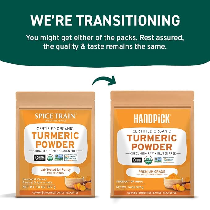 HANDPICK, Organic Turmeric Powder with Curcumin (397g/14oz) Gluten Free | Made from Turmeric Root |