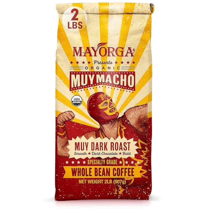Mayorga Intense Dark Roast Coffee, 2 lb bag - Muy Macho Blend, the World's Strongest Organic Coffee
